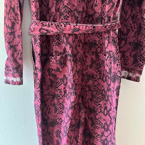 NWT One Teaspoon Distressed Python Claudia Overalls Jumpsuit Black Pink Sz Small - Picture 10 of 10